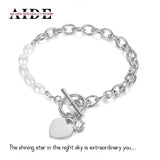 Zircon Jewelry Pearl Buckle Titanium Steel Bracelet for Women