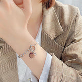Zircon Jewelry Pearl Buckle Titanium Steel Bracelet for Women