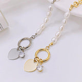 Zircon Jewelry Pearl Buckle Titanium Steel Bracelet for Women