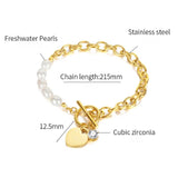 Zircon Jewelry Pearl Buckle Titanium Steel Bracelet for Women