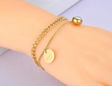 Double Layer Stainless Steel Love You Tag & CZ Crystal Charm Bracelet