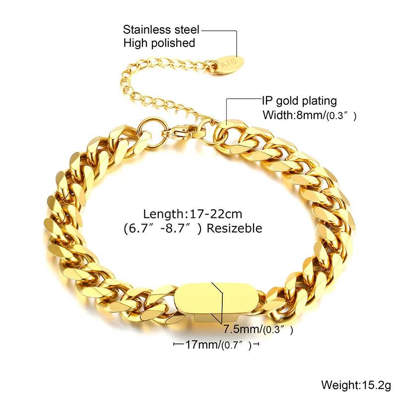 8mm Cuban Chain Bracelet Engraving
