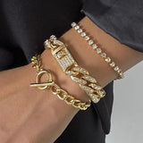 Bling Crystal Bracelets Set Adjustable Rhinestone Charms Jewelry
