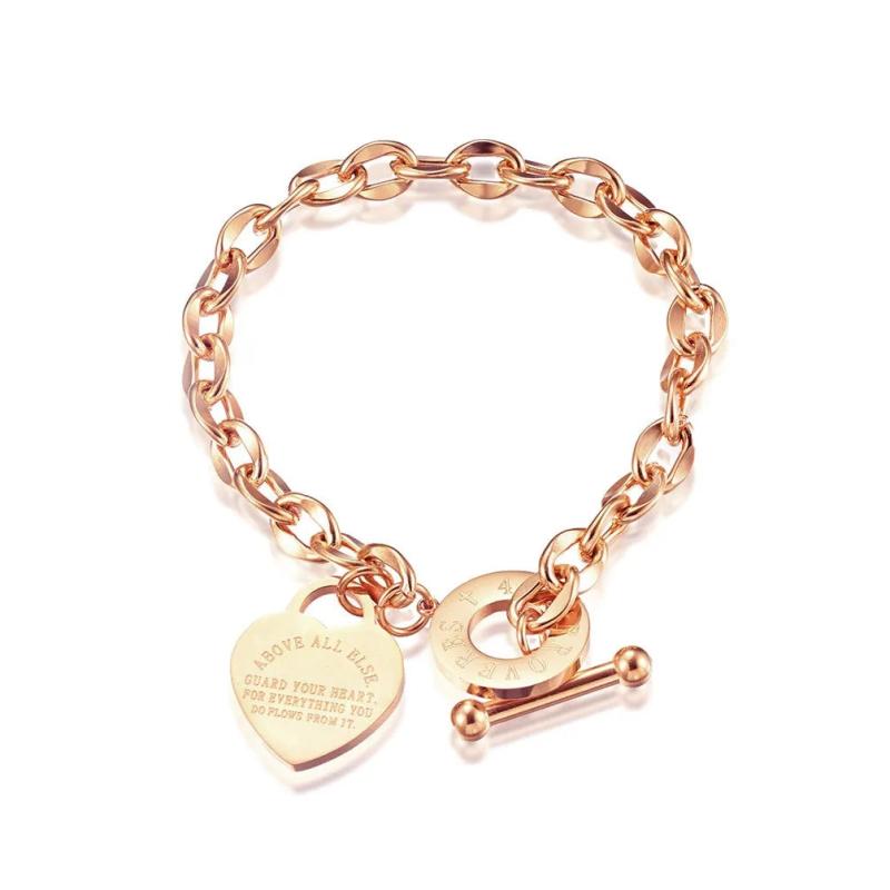 Proverbs 4:23 Heart Charm Bracelet for Women