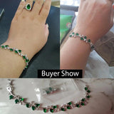 Pera 6 Colors Options Green Stone Leaf Charm Bangle Bracelet for Women