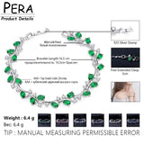 Pera 6 Colors Options Green Stone Leaf Charm Bangle Bracelet for Women