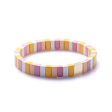 Rainbow Enamel Tila Bracelet LOVE Letterbeads DIY Metal Strand Wristband