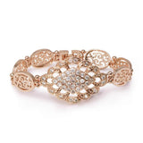 Champagne Flower Pattern Zircon Watch Bracelet Jewelry for Women
