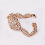 Champagne Flower Pattern Zircon Watch Bracelet Jewelry for Women