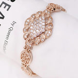 Champagne Flower Pattern Zircon Watch Bracelet Jewelry for Women