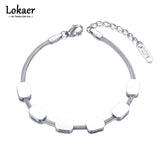 Stainless Steel Geometric Rectangle Charm Bracelet for Women