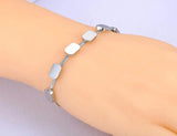 Stainless Steel Geometric Rectangle Charm Bracelet for Women