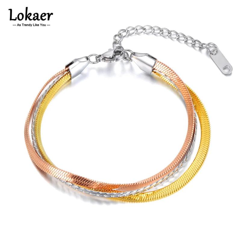 Titanium Stainless Steel Snake Chain Bracelet for Women Bohemia Party Jewelry