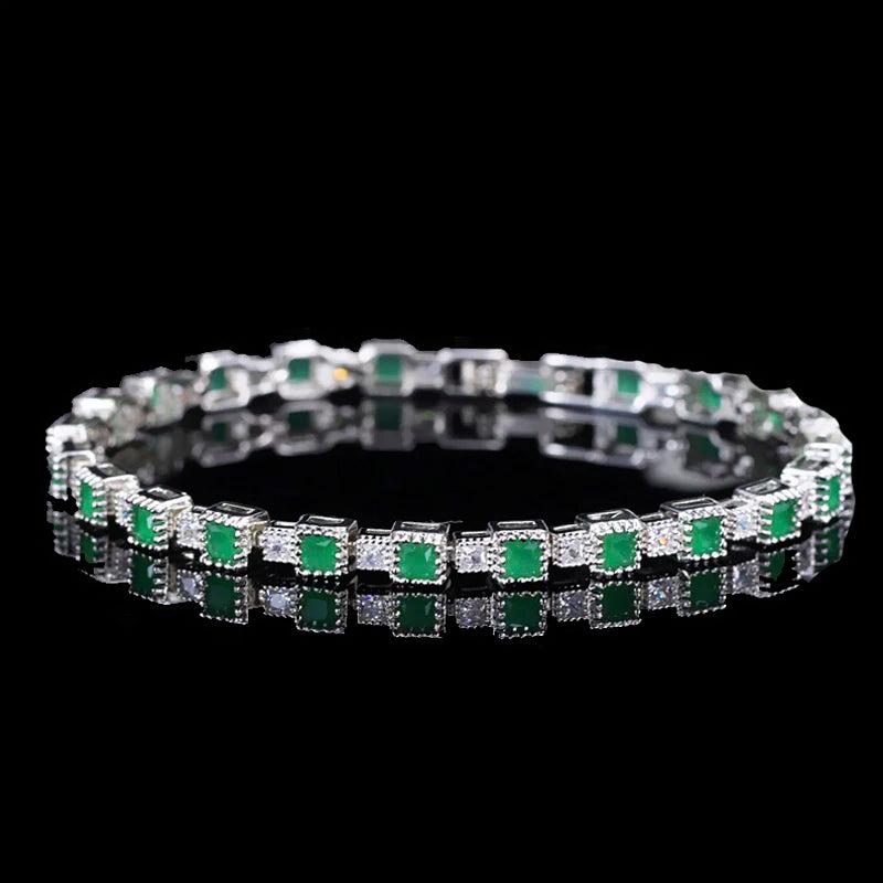 ThreeGraces Multicolor CZ Geometric Square Tennis Bracelet for Women