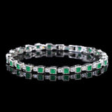 ThreeGraces Multicolor CZ Geometric Square Tennis Bracelet for Women