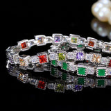 ThreeGraces Multicolor CZ Geometric Square Tennis Bracelet for Women