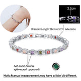ThreeGraces Multicolor CZ Geometric Square Tennis Bracelet for Women