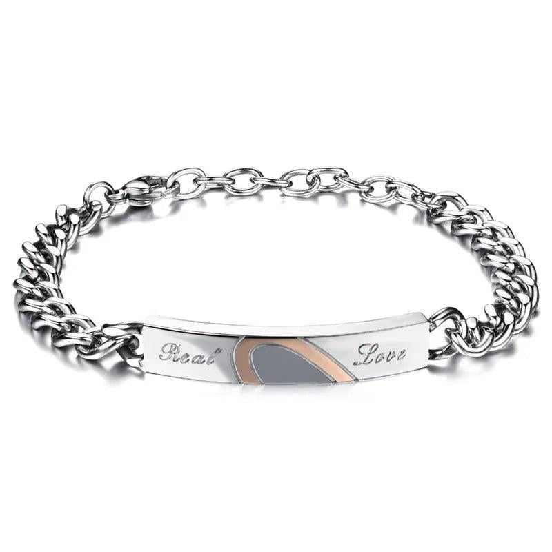 Gold-Color Heart Bracelets Bangles Stainless Steel Wedding Bracelets