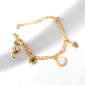 Stainless Steel Shell Bracelets Women Layer Link Chains Bangles