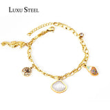 Stainless Steel Shell Bracelets Women Layer Link Chains Bangles