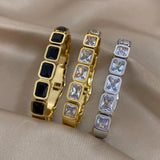 Colorful Crystal Rhinestone Steel Bangle Bracelet for Women