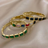 Colorful Crystal Rhinestone Steel Bangle Bracelet for Women