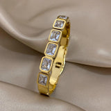Colorful Crystal Rhinestone Steel Bangle Bracelet for Women