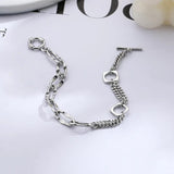 925 Stamp Silver Bracelet Double Layers Punk Chain Jewelry