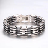 Silicone Biker Motorcycle Chain Bracelet Stainless Steel Men's Bracelet