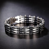 Silicone Biker Motorcycle Chain Bracelet Stainless Steel Men's Bracelet