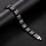 Silicone Biker Motorcycle Chain Bracelet Stainless Steel Men's Bracelet