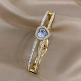Zircon Heart Stainless Steel Bangles for Women