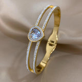 Zircon Heart Stainless Steel Bangles for Women