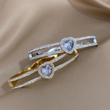 Zircon Heart Stainless Steel Bangles for Women