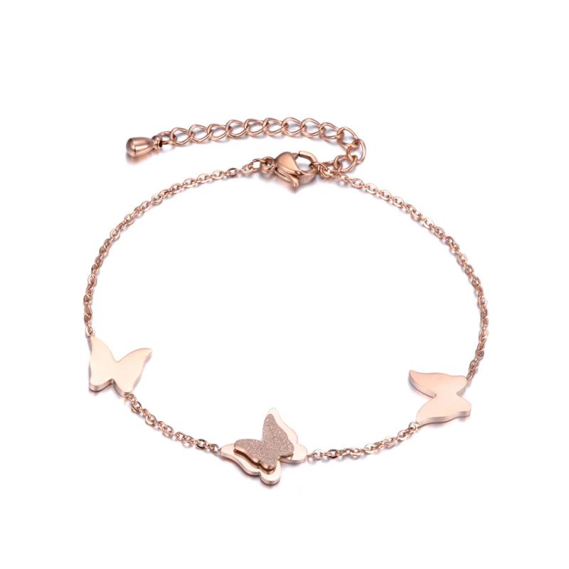 Butterfly Stainless Steel Chain Bracelet for Women Girls