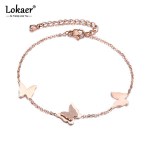 Butterfly Stainless Steel Chain Bracelet for Women Girls