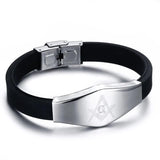 Masonic Silicone Bracelet Bangle Stainless Steel Adjustable