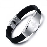 Masonic Silicone Bracelet Bangle Stainless Steel Adjustable