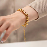 Uworld INS 18K Plated Stainless Steel Cuban Chain Bracelet