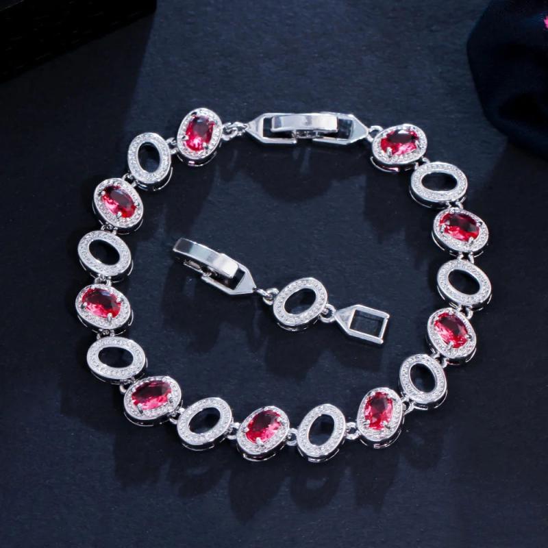 Oval CZ Crystal Chain Bracelet for Women CB272