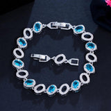 Oval CZ Crystal Chain Bracelet for Women CB272