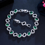 Oval CZ Crystal Chain Bracelet for Women CB272