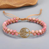 Turquoise Stone Braided Bracelet with Tree Of Life Charm