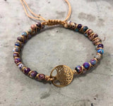 Turquoise Stone Braided Bracelet with Tree Of Life Charm