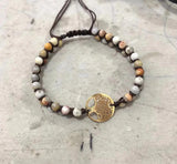 Turquoise Stone Braided Bracelet with Tree Of Life Charm