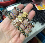 Turquoise Stone Braided Bracelet with Tree Of Life Charm
