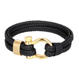 Leather Horseshoe Buckle Charms Bracelet For Men