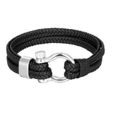 Leather Horseshoe Buckle Charms Bracelet For Men