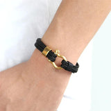 Leather Horseshoe Buckle Charms Bracelet For Men