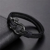 Leather Horseshoe Buckle Charms Bracelet For Men